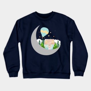 Cabin in the woods on the moon - Fantasy Crewneck Sweatshirt